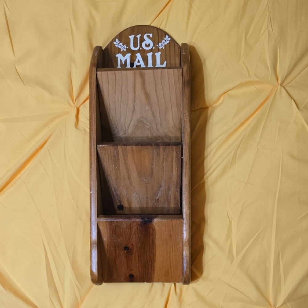 Rustic Brown Wooden Mail Organizer
